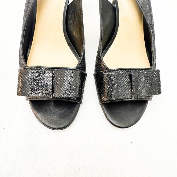 Kate Spade Glitter Shimmering Bow Accent Slingback Heel Black Size 8.5 - Picture 2 of 8